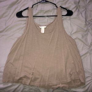 Taupe lose-fitting cropped tank top